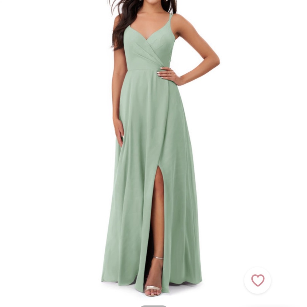 Azazie Thana Bridesmaid Dress—Color: Agave—Size: A8